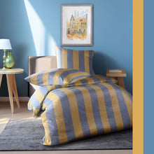 Ielādējiet video galerijas pārlūkā, Mako - Satīna gultas veļa Blue Yellow | Modern Life Fleuresse