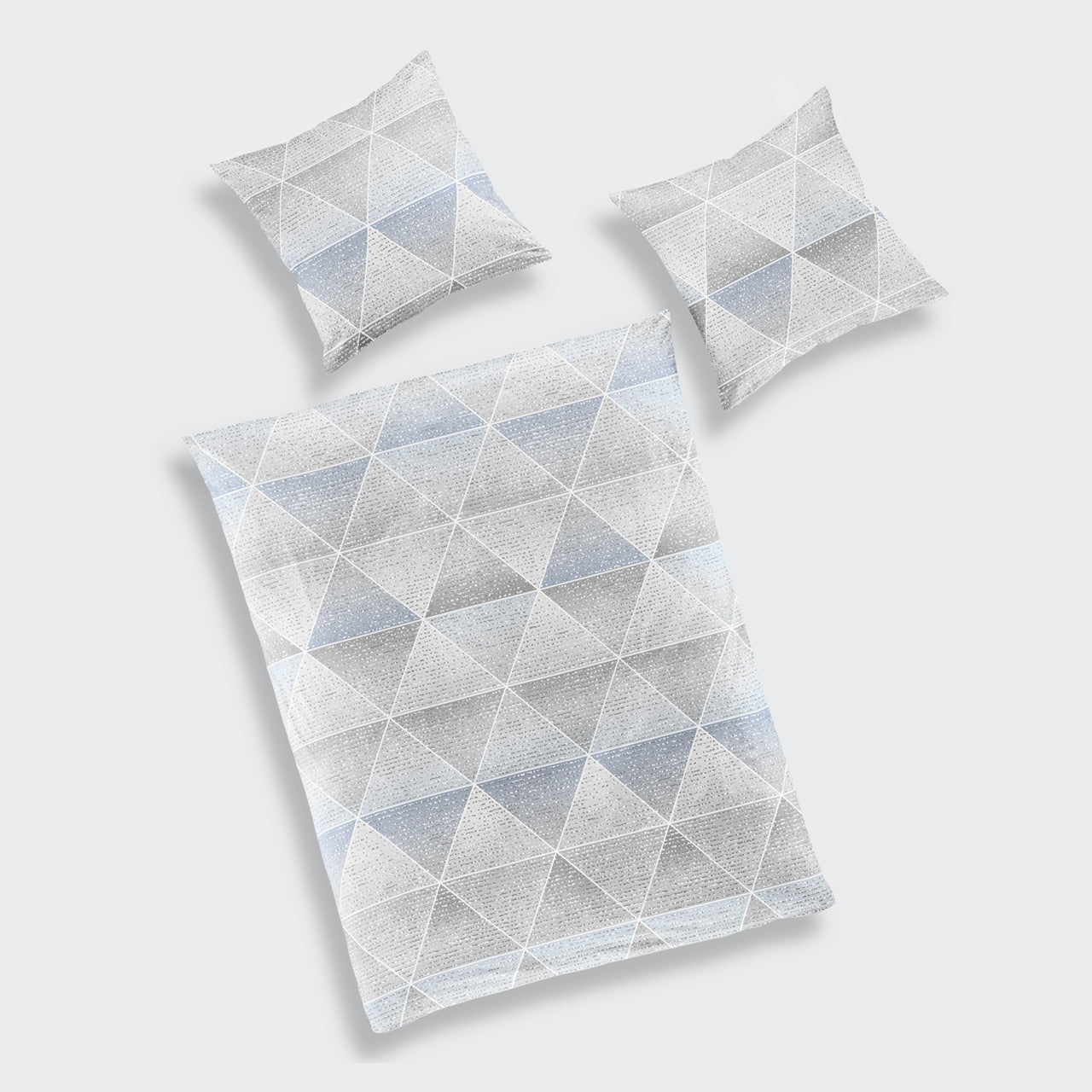 Mako - Satīna gultas veļa | Grey/light blue rombs BIERBAUM
